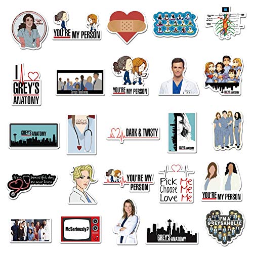 BLOUR 50 unids/Set Programa de TV Greys Anatomy Divertido PVC Scrapbooking para Equipaje portátil teléfono calcomanías DIY álbum Pegatinas médicos GIF