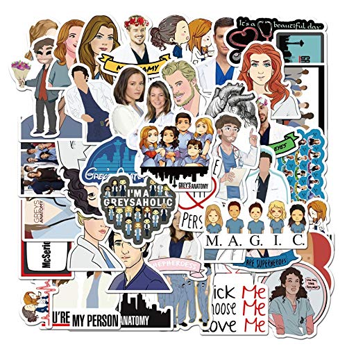 BLOUR 50 unids/Set Programa de TV Greys Anatomy Divertido PVC Scrapbooking para Equipaje portátil teléfono calcomanías DIY álbum Pegatinas médicos GIF