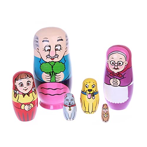 Boblen Familia armoniosa Rusia Matryoshka 6PCS Decoración for el hogar Adornos, Muñecas de anidación de apilamiento Ruso, Dormitorio Cocina Niños Juguetes (Color : Multi-Colored, tamaño : 7.1in)