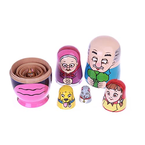 Boblen Familia armoniosa Rusia Matryoshka 6PCS Decoración for el hogar Adornos, Muñecas de anidación de apilamiento Ruso, Dormitorio Cocina Niños Juguetes (Color : Multi-Colored, tamaño : 7.1in)