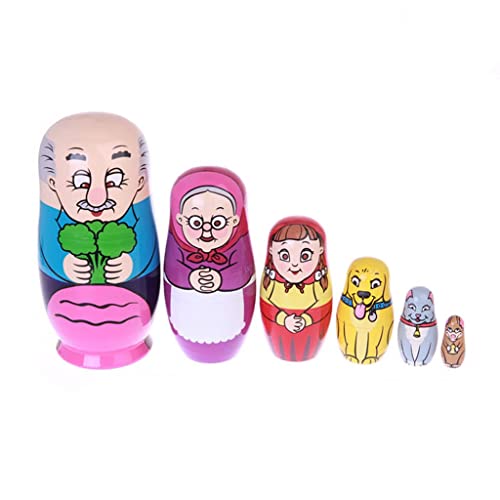 Boblen Familia armoniosa Rusia Matryoshka 6PCS Decoración for el hogar Adornos, Muñecas de anidación de apilamiento Ruso, Dormitorio Cocina Niños Juguetes (Color : Multi-Colored, tamaño : 7.1in)