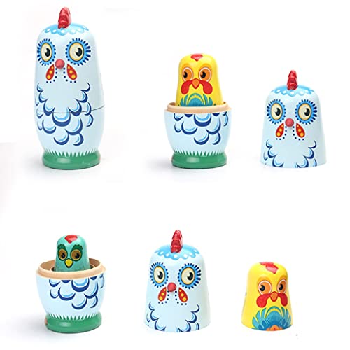 Boblen Little Chicken Family Dibujos Animados Juguete Ruso Matryoshka, Muñecas de apilamiento del patrón Creativo, 5pcs, Ornamento de la decoración for el hogar, Juguetes for niños