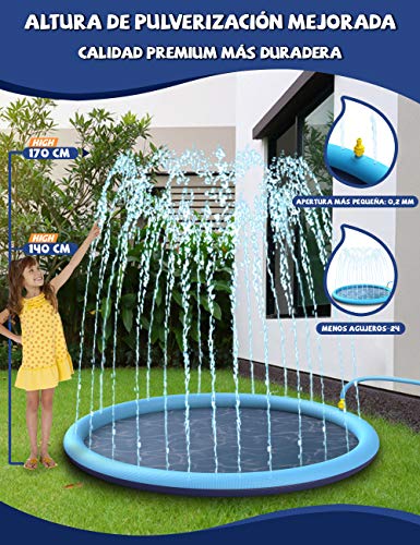 BOIROS Splash Pad Juegos de Agua para Niños, Juegos Acuaticos Aspersor Almohadilla Juego de Agua para Jardin Exterior, PVC, Juego de Agua para Jardin de Verano para Familiares (68 Pulgadas/170 CM)