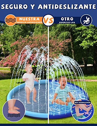 BOIROS Splash Pad Juegos de Agua para Niños, Juegos Acuaticos Aspersor Almohadilla Juego de Agua para Jardin Exterior, PVC, Juego de Agua para Jardin de Verano para Familiares (68 Pulgadas/170 CM)