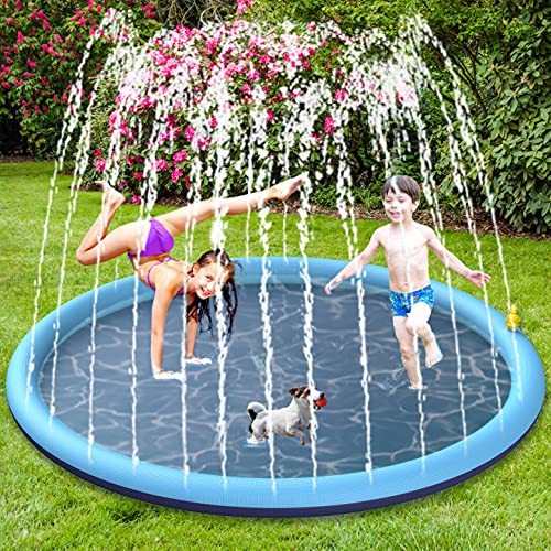 BOIROS Splash Pad Juegos de Agua para Niños, Juegos Acuaticos Aspersor Almohadilla Juego de Agua para Jardin Exterior, PVC, Juego de Agua para Jardin de Verano para Familiares (68 Pulgadas/170 CM)