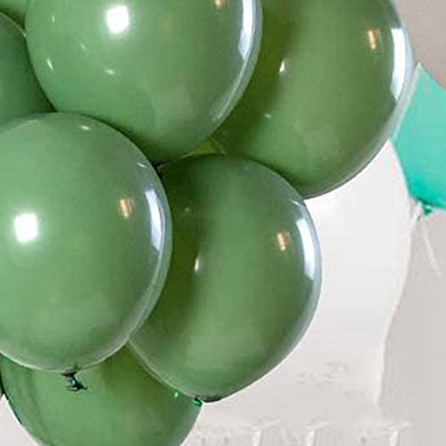 Bokie - Lote de 100 globos verdes de oliva verde de eucalipto, fiesta, látex, 12 pulgadas para mujeres, hombres, cumpleaños, boda, etc.