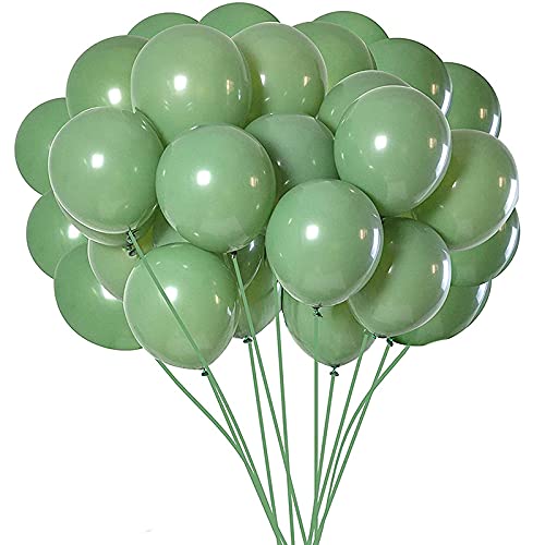 Bokie - Lote de 100 globos verdes de oliva verde de eucalipto, fiesta, látex, 12 pulgadas para mujeres, hombres, cumpleaños, boda, etc.