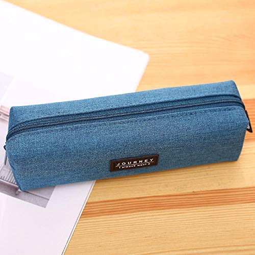 Bolsa de Almacenamiento de papelería Simple,Estuche Simple de Color Liso, Bolsa de papelería con Cremallera de Lona Cuadrada, Azul Claro,para Adultos, niños, niñas