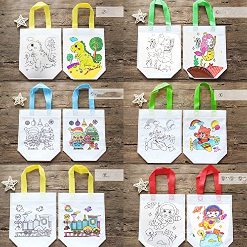 Bolsas para Colorear 12 Pcs (Diferentes Diseño) con 24 Pasteles de Aceite cumpleaños comuniones colegios guarderías y Celebraciones