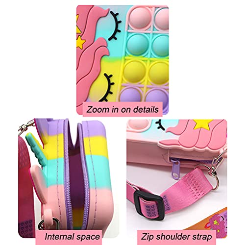 Bolso de Hombro Fidget Pop it Push Bubble Fidget Sensorial, Bolsa de Hombro de Silicona, Alivio del estrés y Juguete antiansiedad, con Correa de Hombro Desmontable para niños y Adultos