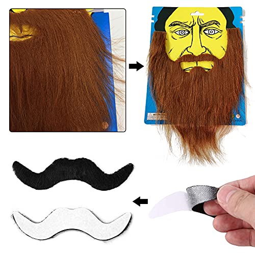 BONHHC Bigotes autoadhesivos divertidos bigotes falsos, bigote falso, whisky, bigotes, para Halloween, Navidad, cumpleaños, carnaval, accesorios