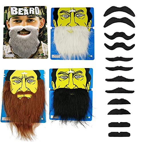 BONHHC Bigotes autoadhesivos divertidos bigotes falsos, bigote falso, whisky, bigotes, para Halloween, Navidad, cumpleaños, carnaval, accesorios