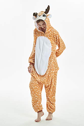 Bonitos monos de unicornio con forro polar para pijama, sin insomnio, para Halloween, Navidad, Carnaval, fiestas, cosplay, disfraces para niños y adultos Reindeer S