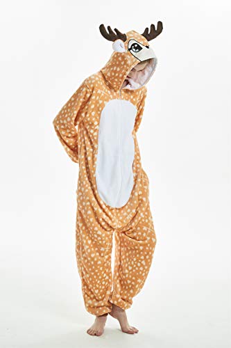 Bonitos monos de unicornio con forro polar para pijama, sin insomnio, para Halloween, Navidad, Carnaval, fiestas, cosplay, disfraces para niños y adultos Reindeer S