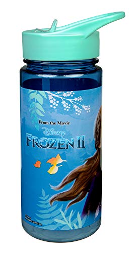 Botella de plástico Aero con pajita integrada y boquilla, diseño de Frozen II, sin BPA ni ftalatos, 500 ml