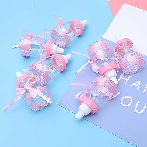 Botellas de Dulces para bebés, 30 Piezas con Forma de biberón Lindo Cajas de Dulces Biberón para niña Baby Shower Dulces Caja de Regalos para Eventos Bautizo Decoración(Pink)