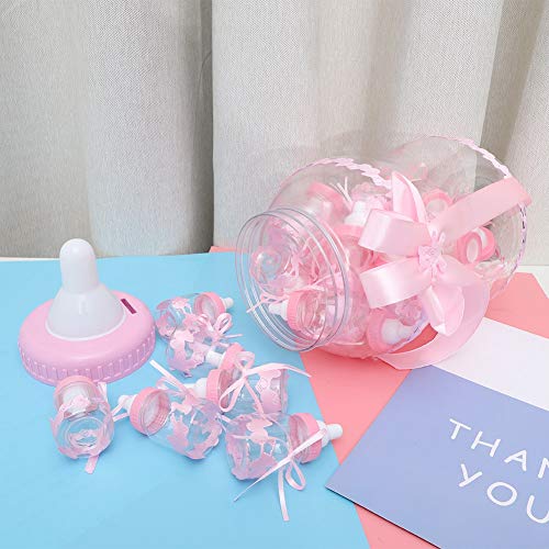 Botellas de Dulces para bebés, 30 Piezas con Forma de biberón Lindo Cajas de Dulces Biberón para niña Baby Shower Dulces Caja de Regalos para Eventos Bautizo Decoración(Pink)