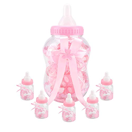 Botellas de Dulces para bebés, 30 Piezas con Forma de biberón Lindo Cajas de Dulces Biberón para niña Baby Shower Dulces Caja de Regalos para Eventos Bautizo Decoración(Pink)