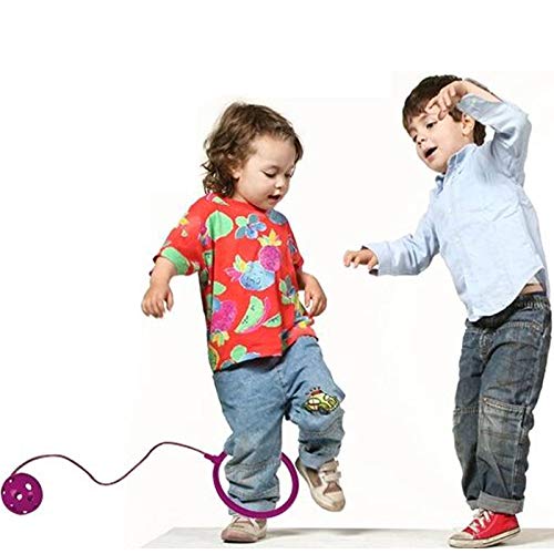 Boyigog Bola de Salto de Tobillo, LED Swing Bolas, Balones Saltadores, Aro de Salto Luminoso Plegable Apto para Que Niños y Adultos Hagan Ejercicio en Casa(Púrpura-no brillará)