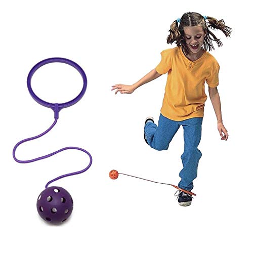 Boyigog Bola de Salto de Tobillo, LED Swing Bolas, Balones Saltadores, Aro de Salto Luminoso Plegable Apto para Que Niños y Adultos Hagan Ejercicio en Casa(Púrpura-no brillará)