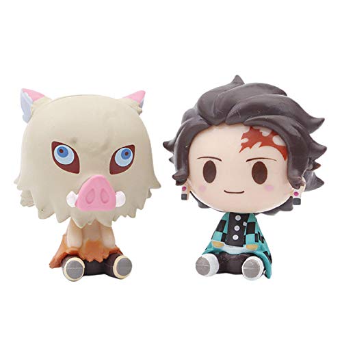 BRAND NEWS 4 Piezas Japón Anime Figura Tanjiro Zenitsu Nezuko Inosuke Lindo PVC Muñeca Coche Decoración del Hogar