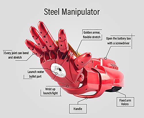 Brazo Robótico de Iron Man Launcher Glove, Cosplay Glove Hero Launcher Mejor Regalo para Los Niños, Edad Recomendada 5 Años y Más, Puede Emitir Luz