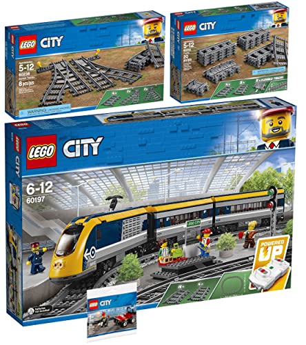 BRICKCOMPLETE Lego City - Juego de 4 trenes (60197, rieles 60205, 60238 Weichen & 30361)