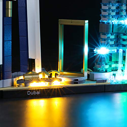 BRIKSMAX Kit de Iluminación Led para Lego Architecture Dubai,Compatible con Ladrillos de Construcción Lego Modelo 21052, Juego de Legos no Incluido