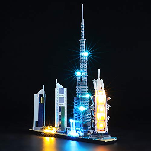 BRIKSMAX Kit de Iluminación Led para Lego Architecture Dubai,Compatible con Ladrillos de Construcción Lego Modelo 21052, Juego de Legos no Incluido