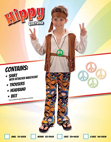 Bristol Novelty CC621 Traje Niño Hippie, Mediano, Edad aprox 5-7 años