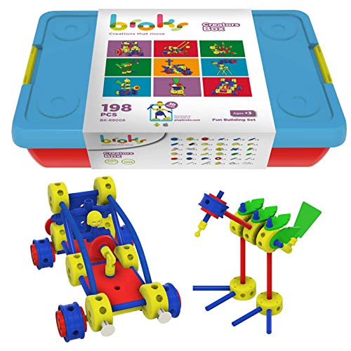 Broks Creators Box - Juego de construcción con 198 Piezas - Engranajes niños y niñas 3 4 5 6 7 8 9 10+ años - Nuevo con App