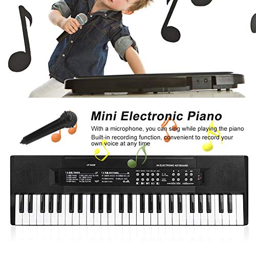 BTER Teclado De Piano para Niños De 54 Teclas, Teclado Electrónico Multifuncional, Juguetes De Piano con Función De Micrófono Y Grabación, Teclado De Piano Eléctrico Educativo Portátil