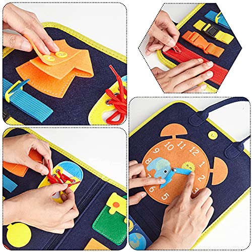 Busy Board Tablero Ocupado para Niños De 1 A 6 Años, Fieltro Portátil para Niños Pequeños, Hebillas, Cremalleras, Cordones De Zapatos, Botones Tablero De Actividades De Educación Temprana