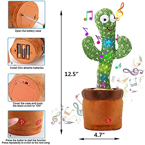 Cactus Bailarín,Cactus Dancing Toy,Divertido Canto y Baile ​de Cactus,Cactus Que Canta y Baila,Juguete de Peluche de Cactus para Niños,Cactus de Peluche,Juguete Divertido