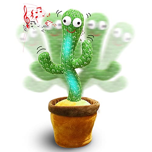 Cactus - Peluche cantante y baile, cactus loro, juguete de peluche para niños, loro que habla, 120 canciones, carga USB (120 sonidos + Lighting)