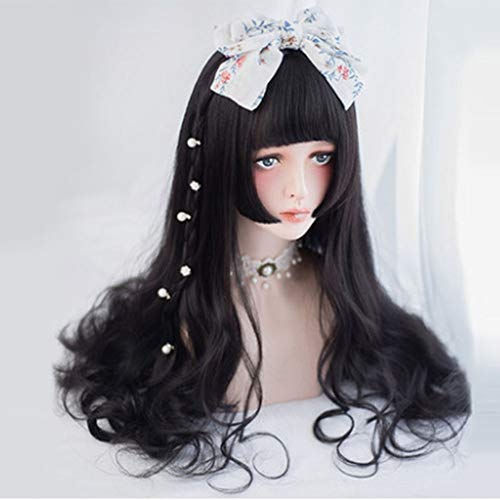 CAIZHIXIANG Lolita 26 Pulgadas de Largo Ondulado Marrón Gris Muñeca Japón Linda Damas Pelo sintético Cosplay Peluca (Color : Grey, Stretched Length : 26inches)