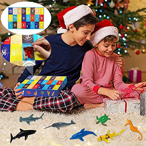 Calendario de Adviento 2021,24 Piezas Organismo Marino Juguete Regalos de Adviento de Navidad para Niños,Calendario de Cuenta Regresiva de Navidad,Colorido Mar Animale Juguete,Fauna Submarina Realista