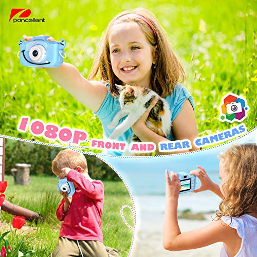 Cámara Digital para Niños, Doble Lente, Fotos, Vídeos y Juegos para Niños, 1080P HD, con Tarjeta SD De 32 GB, Pantalla De 2 Pulgadas, Zoom De 8 Aumentos (Azul)