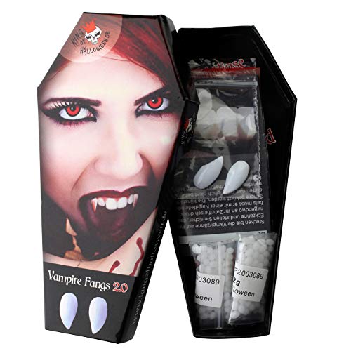 Caninos de Dientes de Vampiro Blood Sucker con Material de impresión termoplástico, ¡sujeción Vampiro, Halloween, Vampiro, Zombi, Demonio, Bruja, Colmillos