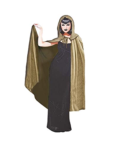 Capa Dorada con Capucha Lamé Larga【Talla Adulto Unisex 140 cm】 Capas Disfraces Hombre Mujer Carnaval Halloween