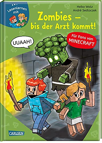 Carlsen Verlag Aprendizaje con diversión: Minecraft Band 1: Zombies, hasta que el médico llegue + Minecraft Band 2: Monstruos, hasta que se caiga, para fans de Minecraft a partir de 6 años.