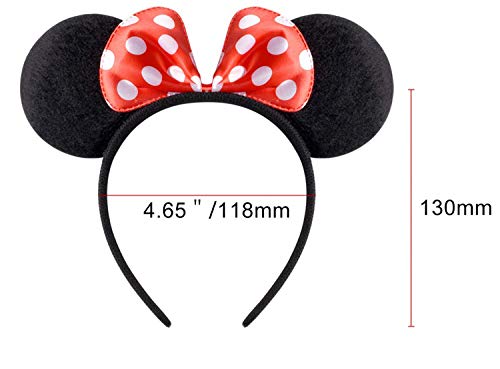 Carnavalife Pack 12 Diademas de Orejas de Mouse Ratón Minnie y Mickey con Puntos Blancos, Fiestas de disfraz para Cosplay, Accesorios de DIY para Cumpleaños (RHP-14*12)