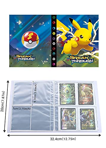 Carpeta compatible con tarjetas Pokemon, Álbum Tarjetero libro compatible con Cartas Pokemon, Álbumes de tarjetas coleccionables, Capacidad para tarjetas de 30 páginas y 240 (SDQ-PIKACHU)