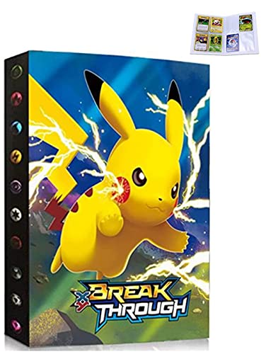 Carpeta compatible con tarjetas Pokemon, Álbum Tarjetero libro compatible con Cartas Pokemon, Álbumes de tarjetas coleccionables, Capacidad para tarjetas de 30 páginas y 240 (SDQ-PIKACHU)