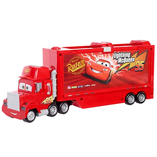 Cars Mack Camión parlanchín de transporte de coches de juguete con luces y sonidos, regalo para niños +3 años (Mattel GYG02)