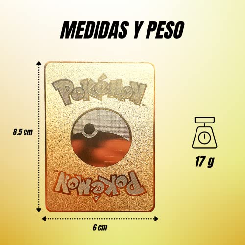 Carta Pokémon Dorada Coleccionable. Tarjeta Pokémon Metálica No-Oficial Enchapada en Oro Especial. Metal Golden Pokémon Card. Cartas Pokemon VMAX, DX, GX.