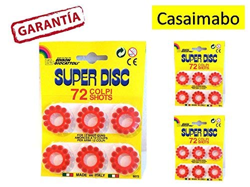 Casaimabo Pack 216 fulminantes en Aros de 12 tiros para Pistolas de Juguete. Amorces 12T. Ref:8002605001217