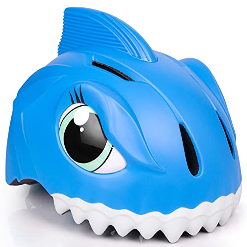 Casco de bicicleta infantil 3D Shark Animal para niños, niños y niñas, para bicicleta, scooter, monopatín y bicicleta, con certificado CE (49-55 cm) (azul)