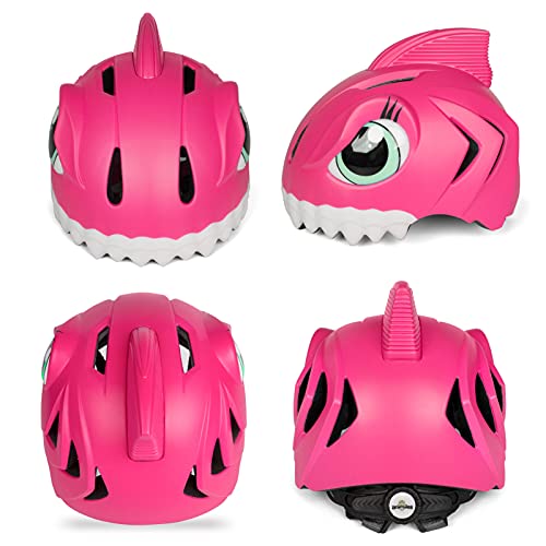 Casco de bicicleta infantil 3D Shark Animal para niños, niños y niñas, para bicicleta, scooter, monopatín y bicicleta, con certificado CE (49-55 cm) (rojo)