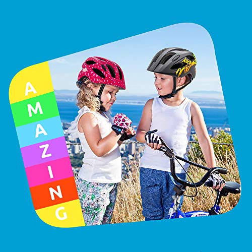 Casco de Bicicleta para niños Ajustable de tamaño Infantil a Juvenil | Tamaño 54-58 | Precioso Casco de Bicicleta para niños y niñas | Luz LED incorporada Recargable | Homologado por la CE